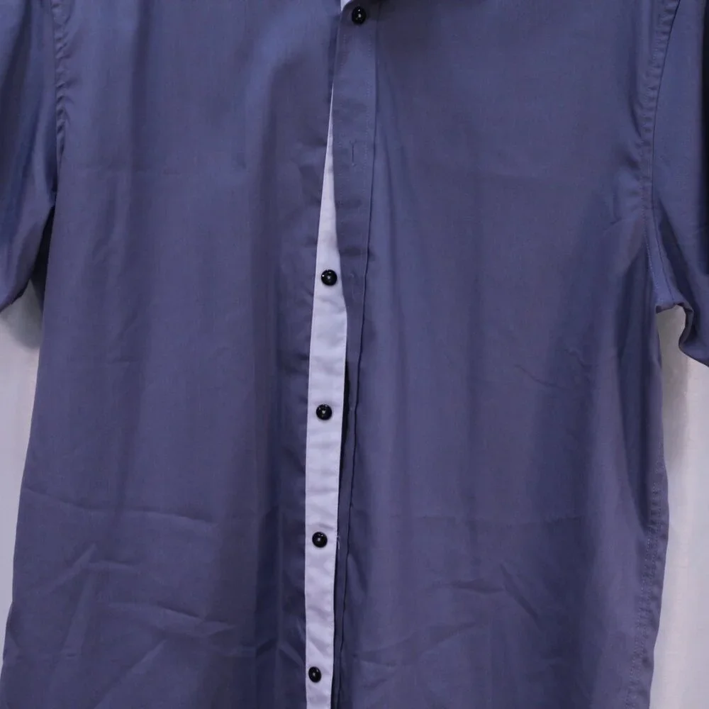 Stylish Gray Short Sleeve Button Down Shirt - Picture 3 of 8